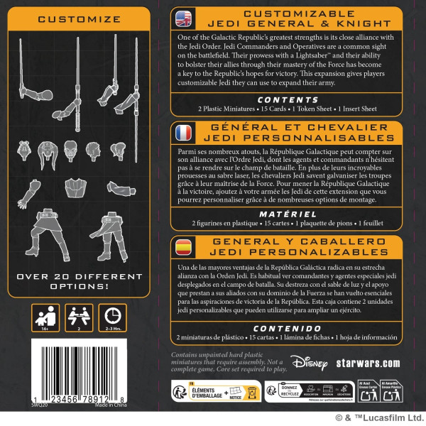 Customizable Jedi General and Knight Star Wars : Legion