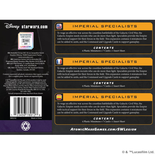 Imperial Specialists Star Wars : Legion