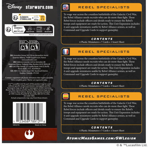 Rebel Specialists Star Wars : Legion