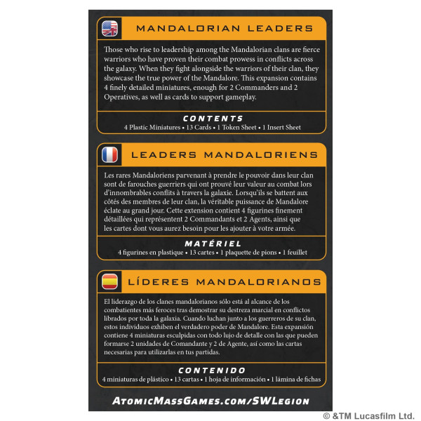 Mandalorian Leaders Star Wars : Legion