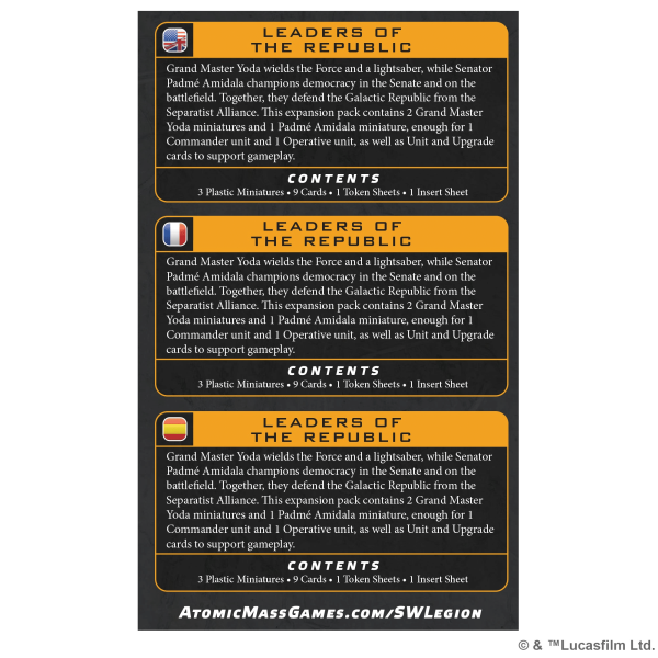 Leaders of the Republic Star Wars : Legion